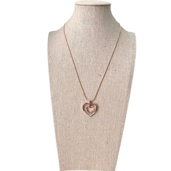 Double Hearts Pendant with Diamonds Necklace in Rose Gold-Tone - Picture 2 of 7